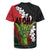 Hawaiian Halloween Rugby Jersey Horror Shaka Hand with Plumeria and Polynesian Tattoo Blood Color
