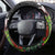 Hawaiian Halloween Steering Wheel Cover Horror Shaka Hand with Plumeria and Polynesian Tattoo Blood Color