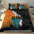 Hawaiian Halloween Bedding Set Horror Shaka Hand with Plumeria and Polynesian Tattoo Autumn Color