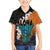 Hawaiian Halloween Family Matching Long Sleeve Bodycon Dress and Hawaiian Shirt Horror Shaka Hand with Plumeria and Polynesian Tattoo Autumn Color