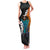 Hawaiian Halloween Family Matching Tank Maxi Dress and Hawaiian Shirt Horror Shaka Hand with Plumeria and Polynesian Tattoo Autumn Color