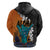 Hawaiian Halloween Hoodie Horror Shaka Hand with Plumeria and Polynesian Tattoo Autumn Color