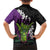 Hawaiian Halloween Hawaiian Shirt Horror Shaka Hand with Plumeria and Polynesian Tattoo Midnight Color