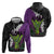 Hawaiian Halloween Hoodie Horror Shaka Hand with Plumeria and Polynesian Tattoo Midnight Color