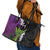 Hawaiian Halloween Leather Tote Bag Horror Shaka Hand with Plumeria and Polynesian Tattoo Midnight Color