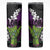 Hawaiian Halloween Skinny Tumbler Horror Shaka Hand with Plumeria and Polynesian Tattoo Midnight Color