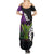 Hawaiian Halloween Summer Maxi Dress Horror Shaka Hand with Plumeria and Polynesian Tattoo Midnight Color