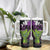 Hawaiian Halloween Tumbler With Handle Horror Shaka Hand with Plumeria and Polynesian Tattoo Midnight Color