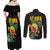 Hawaiian Halloween Couples Matching Off Shoulder Maxi Dress and Long Sleeve Button Shirt Aloha Pinapple with Mysterious Hands and Polynesian Tribal Tattoo