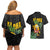 Hawaiian Halloween Couples Matching Off Shoulder Short Dress and Hawaiian Shirt Aloha Pinapple with Mysterious Hands and Polynesian Tribal Tattoo
