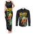 Hawaiian Halloween Couples Matching Tank Maxi Dress and Long Sleeve Button Shirt Aloha Pinapple with Mysterious Hands and Polynesian Tribal Tattoo