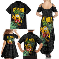 Hawaiian Halloween Family Matching Summer Maxi Dress and Hawaiian Shirt Aloha Pinapple with Mysterious Hands and Polynesian Tribal Tattoo