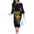 Hawaiian Halloween Off The Shoulder Long Sleeve Dress Aloha Pinapple with Mysterious Hands and Polynesian Tribal Tattoo