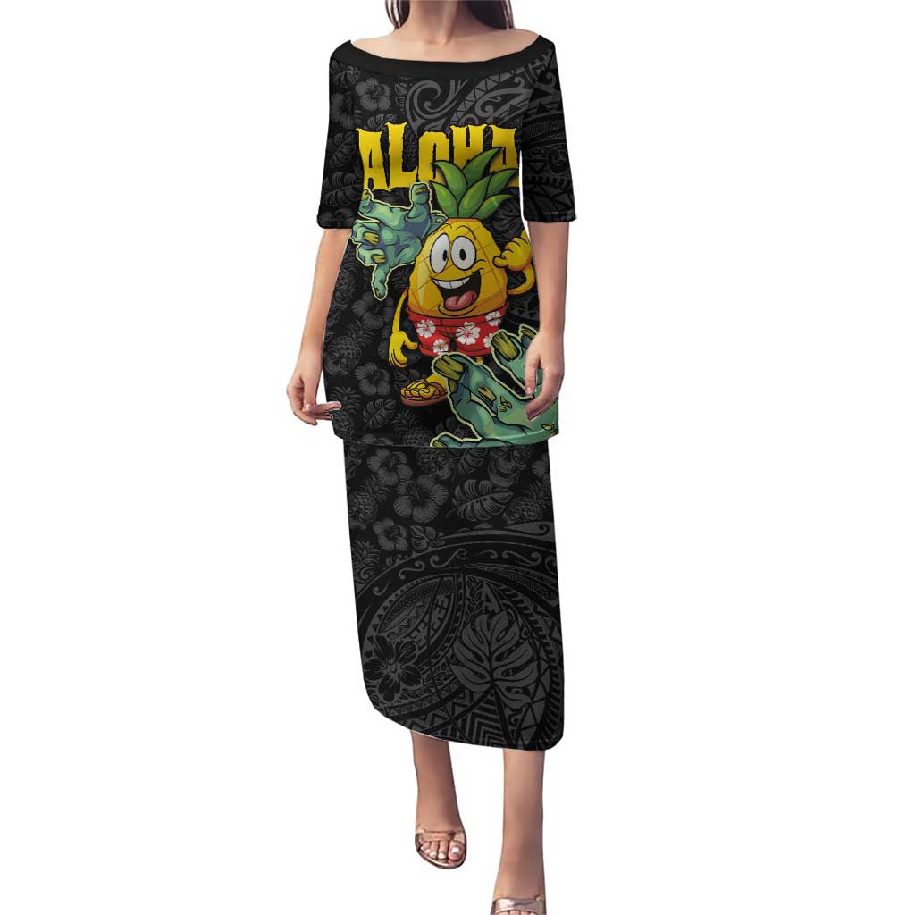 Hawaiian Halloween Puletasi Aloha Pinapple with Mysterious Hands and Polynesian Tribal Tattoo