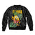 Hawaiian Halloween Sleeve Zip Bomber Jacket Aloha Pinapple with Mysterious Hands and Polynesian Tribal Tattoo