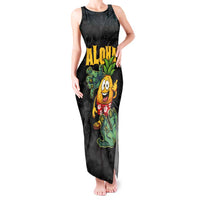 Hawaiian Halloween Tank Maxi Dress Aloha Pinapple with Mysterious Hands and Polynesian Tribal Tattoo