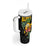 Hawaiian Halloween Tumbler With Handle Aloha Pinapple with Mysterious Hands and Polynesian Tribal Tattoo