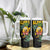 Hawaiian Halloween Tumbler With Handle Aloha Pinapple with Mysterious Hands and Polynesian Tribal Tattoo