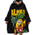 Hawaiian Halloween Wearable Blanket Hoodie Aloha Pinapple with Mysterious Hands and Polynesian Tribal Tattoo