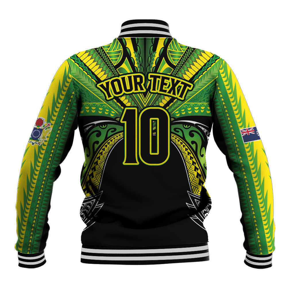 Cook Islands Rugby League Custom Baseball Jacket Polynesian and Tatau Tribal Art - Black Color LT03 - Polynesian Pride