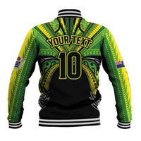 Cook Islands Rugby League Custom Baseball Jacket Polynesian and Tatau Tribal Art - Black Color LT03 - Polynesian Pride