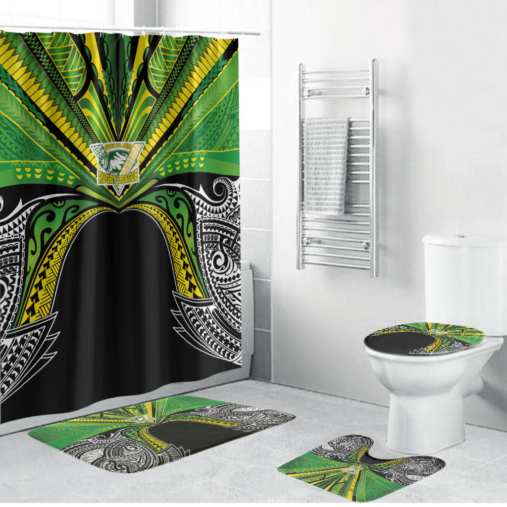 Cook Islands Rugby League Bathroom Set Polynesian and Tatau Tribal Art - Black Color LT03 Bathroom Set (4 pcs) Black - Polynesian Pride