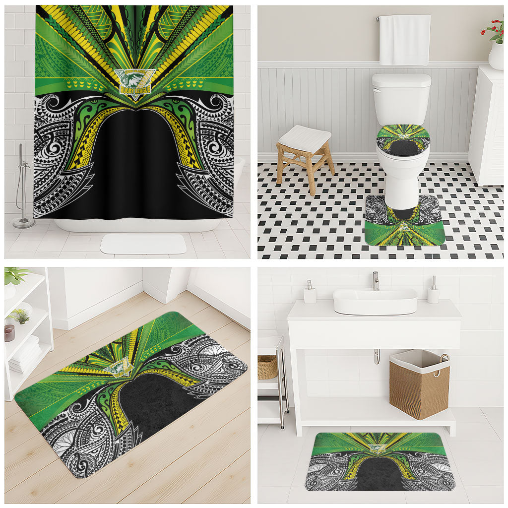 Cook Islands Rugby League Bathroom Set Polynesian and Tatau Tribal Art - Black Color LT03 - Polynesian Pride