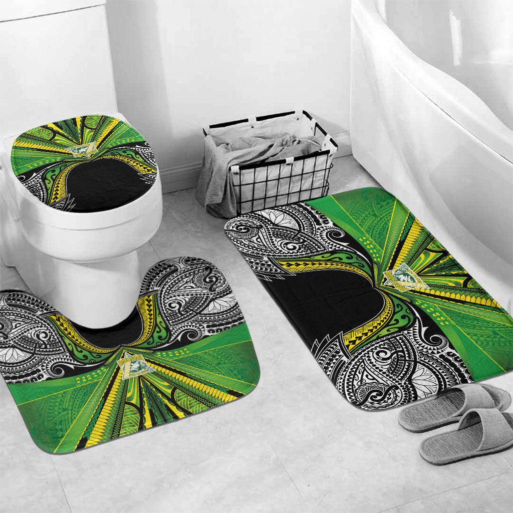 Cook Islands Rugby League Bathroom Set Polynesian and Tatau Tribal Art - Black Color LT03 Mat Set Only (3 pcs) One Size Black - Polynesian Pride