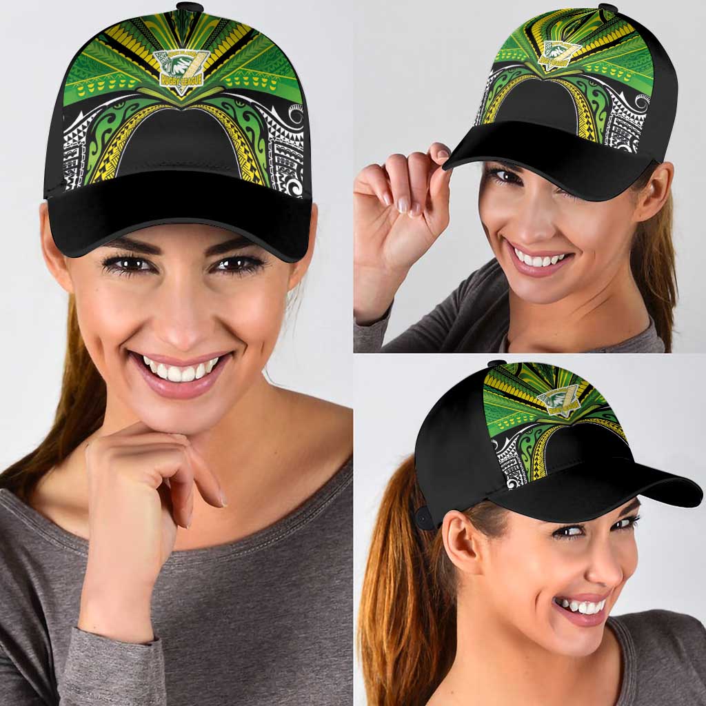 Cook Islands Rugby League Classic Cap Polynesian and Tatau Tribal Art - Black Color