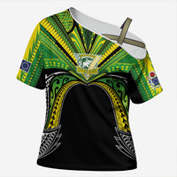 Cook Islands Rugby League Custom Cross Shoulder Shirt Polynesian and Tatau Tribal Art - Black Color LT03 Female Black - Polynesian Pride