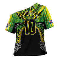 Cook Islands Rugby League Custom Cross Shoulder Shirt Polynesian and Tatau Tribal Art - Black Color LT03 - Polynesian Pride