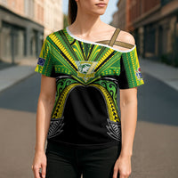 Cook Islands Rugby League Custom Cross Shoulder Shirt Polynesian and Tatau Tribal Art - Black Color LT03 - Polynesian Pride