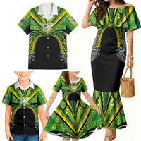 Cook Islands Rugby League Custom Family Matching Mermaid Dress and Hawaiian Shirt Polynesian and Tatau Tribal Art - Black Color
