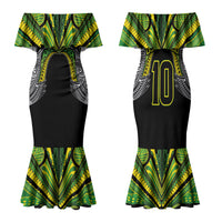 Cook Islands Rugby League Custom Family Matching Mermaid Dress and Hawaiian Shirt Polynesian and Tatau Tribal Art - Black Color