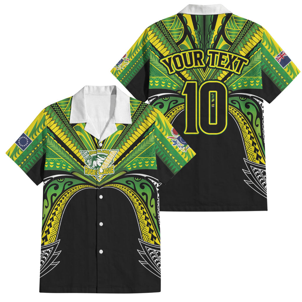 Cook Islands Rugby League Custom Family Matching Mermaid Dress and Hawaiian Shirt Polynesian and Tatau Tribal Art - Black Color