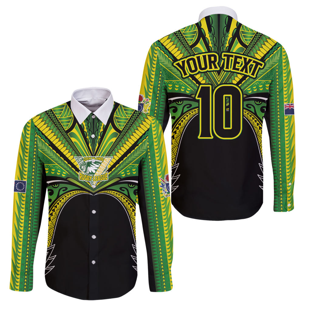 Cook Islands Rugby League Custom Family Matching Mermaid Dress and Hawaiian Shirt Polynesian and Tatau Tribal Art - Black Color