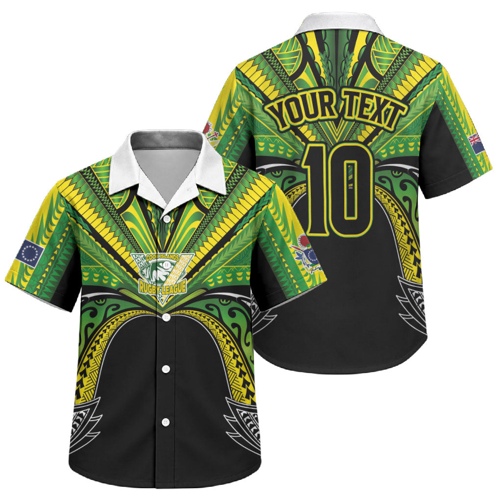 Cook Islands Rugby League Custom Family Matching Summer Maxi Dress and Hawaiian Shirt Polynesian and Tatau Tribal Art - Black Color LT03 Son's Shirt Black - Polynesian Pride