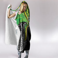 Cook Islands Rugby League Hooded Blanket Polynesian and Tatau Tribal Art - Black Color