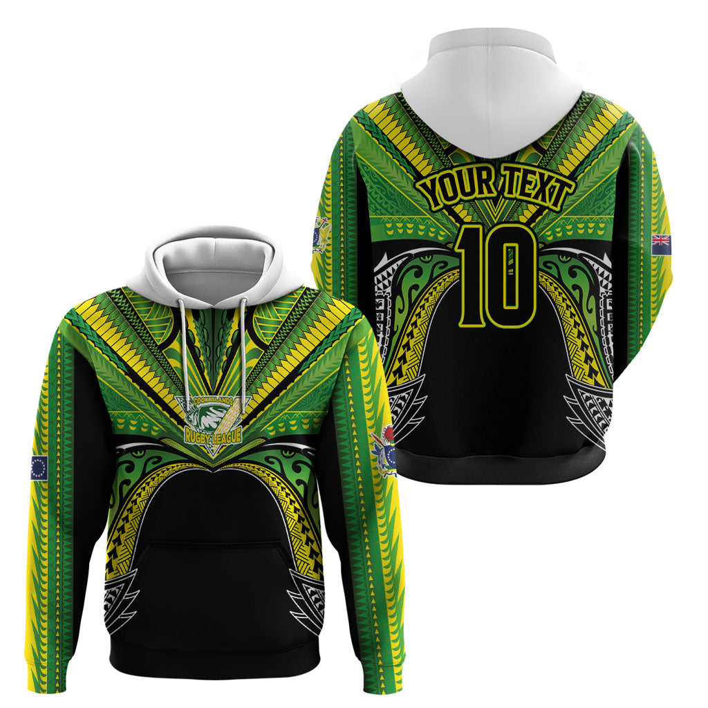 Cook Islands Rugby League Custom Hoodie Polynesian and Tatau Tribal Art - Black Color