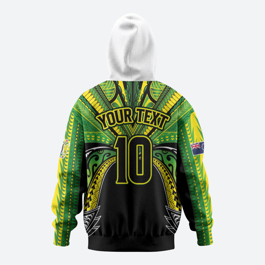Cook Islands Rugby League Custom Hoodie Polynesian and Tatau Tribal Art - Black Color