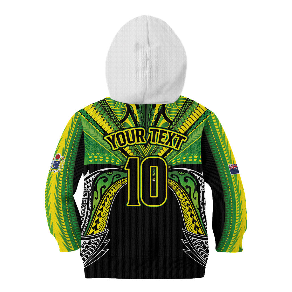 Cook Islands Rugby League Custom Kid Hoodie Polynesian and Tatau Tribal Art - Black Color