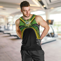 Cook Islands Rugby League Custom Men Tank Top Polynesian and Tatau Tribal Art - Black Color