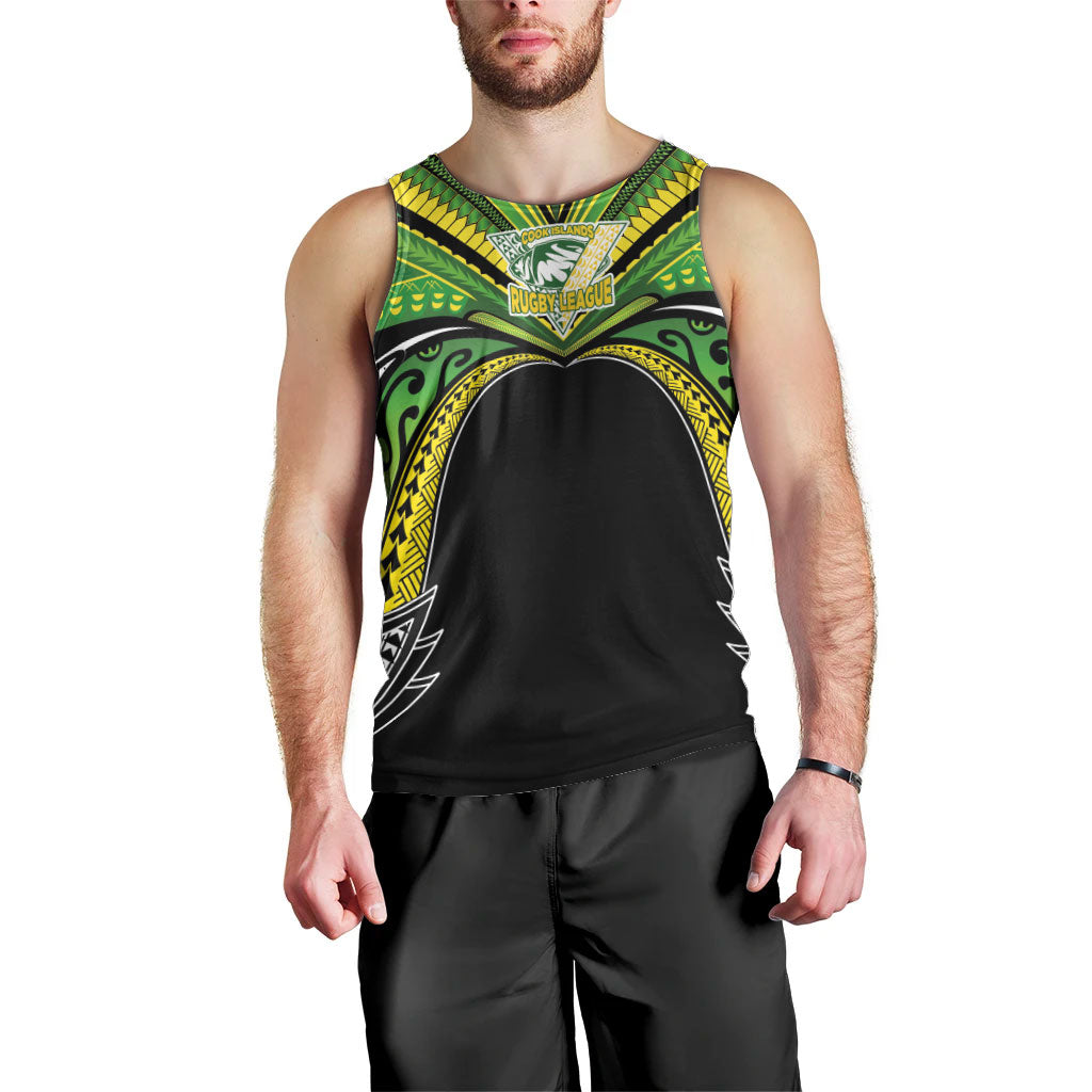 Cook Islands Rugby League Custom Men Tank Top Polynesian and Tatau Tribal Art - Black Color