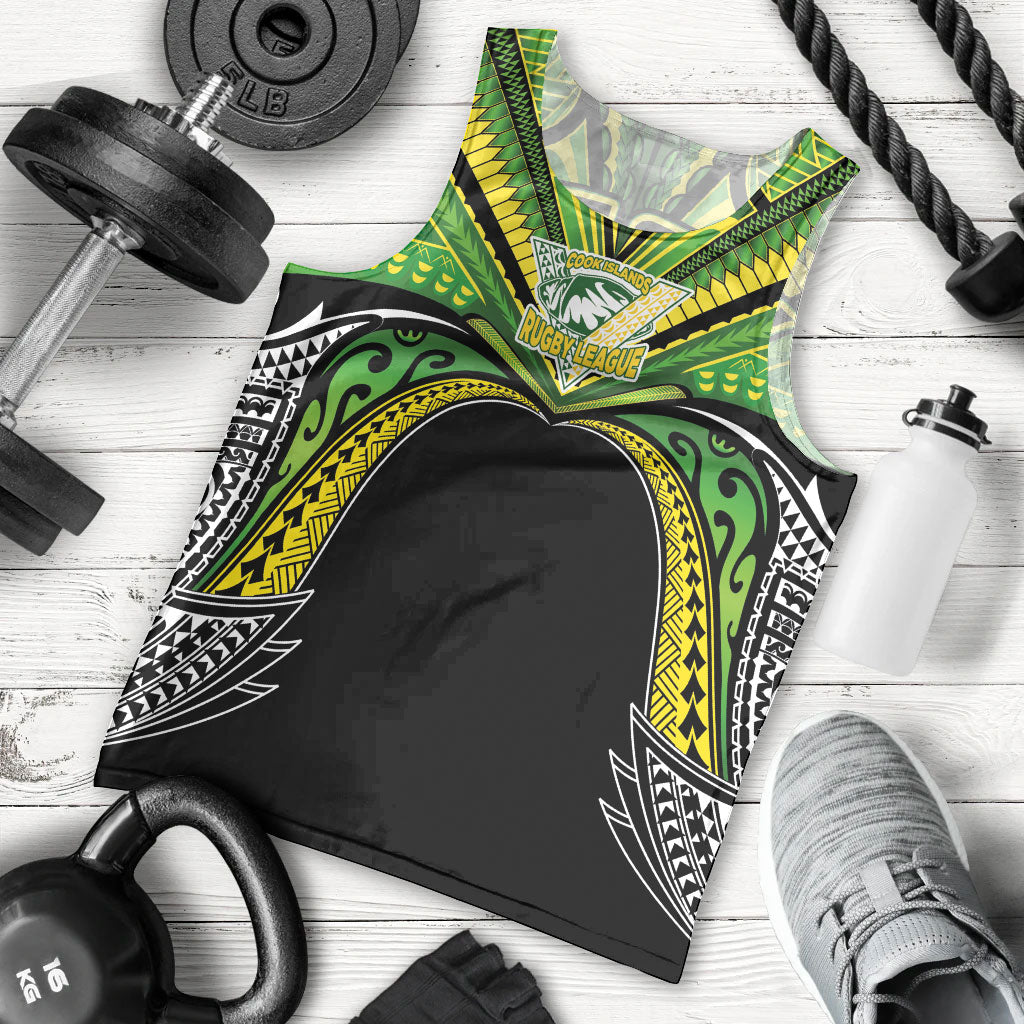 Cook Islands Rugby League Custom Men Tank Top Polynesian and Tatau Tribal Art - Black Color