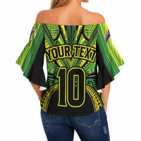 Cook Islands Rugby League Custom Off Shoulder Wrap Waist Top Polynesian and Tatau Tribal Art - Black Color
