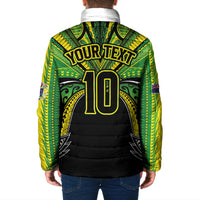 Cook Islands Rugby League Custom Padded Jacket Polynesian and Tatau Tribal Art - Black Color