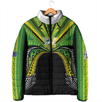 Cook Islands Rugby League Custom Padded Jacket Polynesian and Tatau Tribal Art - Black Color