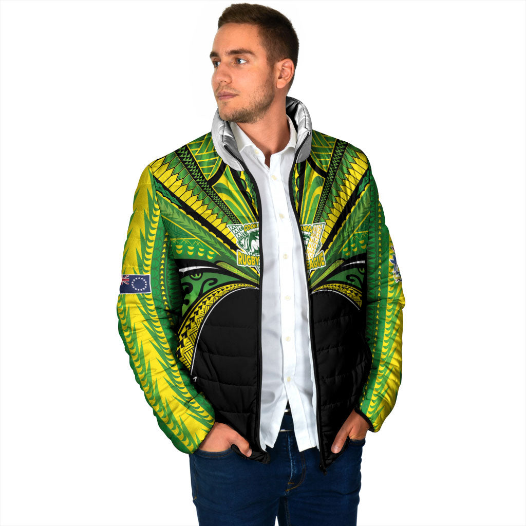 Cook Islands Rugby League Custom Padded Jacket Polynesian and Tatau Tribal Art - Black Color