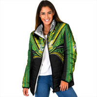 Cook Islands Rugby League Custom Padded Jacket Polynesian and Tatau Tribal Art - Black Color