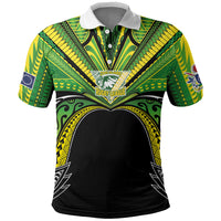 Cook Islands Rugby League Custom Polo Shirt Polynesian and Tatau Tribal Art - Black Color